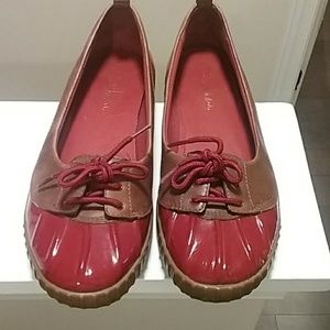 Patent and real leather rain shoes